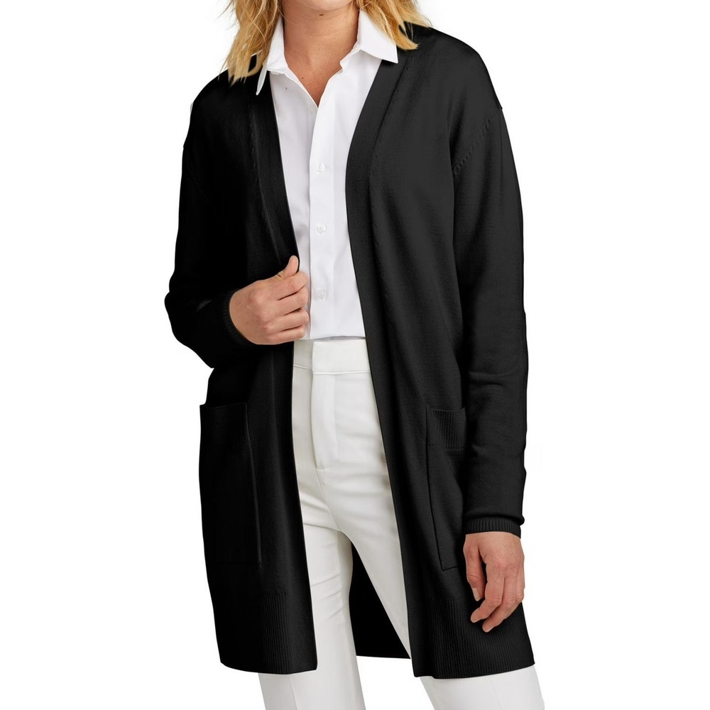 Mercer+Mettle Women's Long Open Front Cardigan Sweater MM3023 - Black - Large